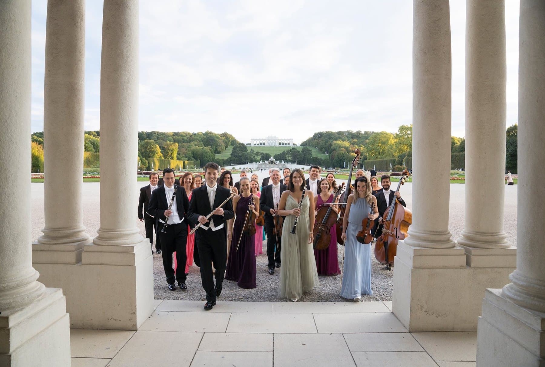 Schönbrunn Palace Orchestra Vienna stepping out of Schönbrunn Palace into the gardens