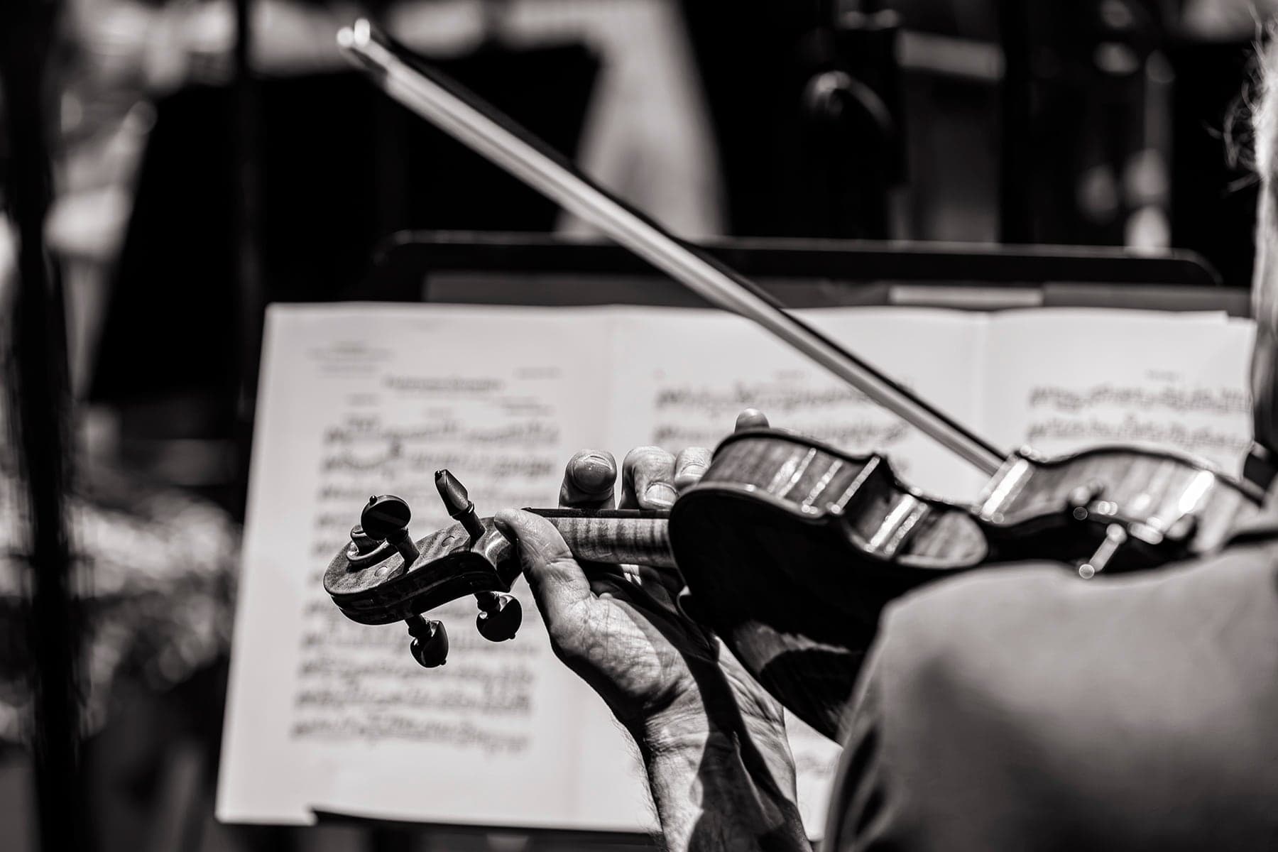 Violin and score, close-up
