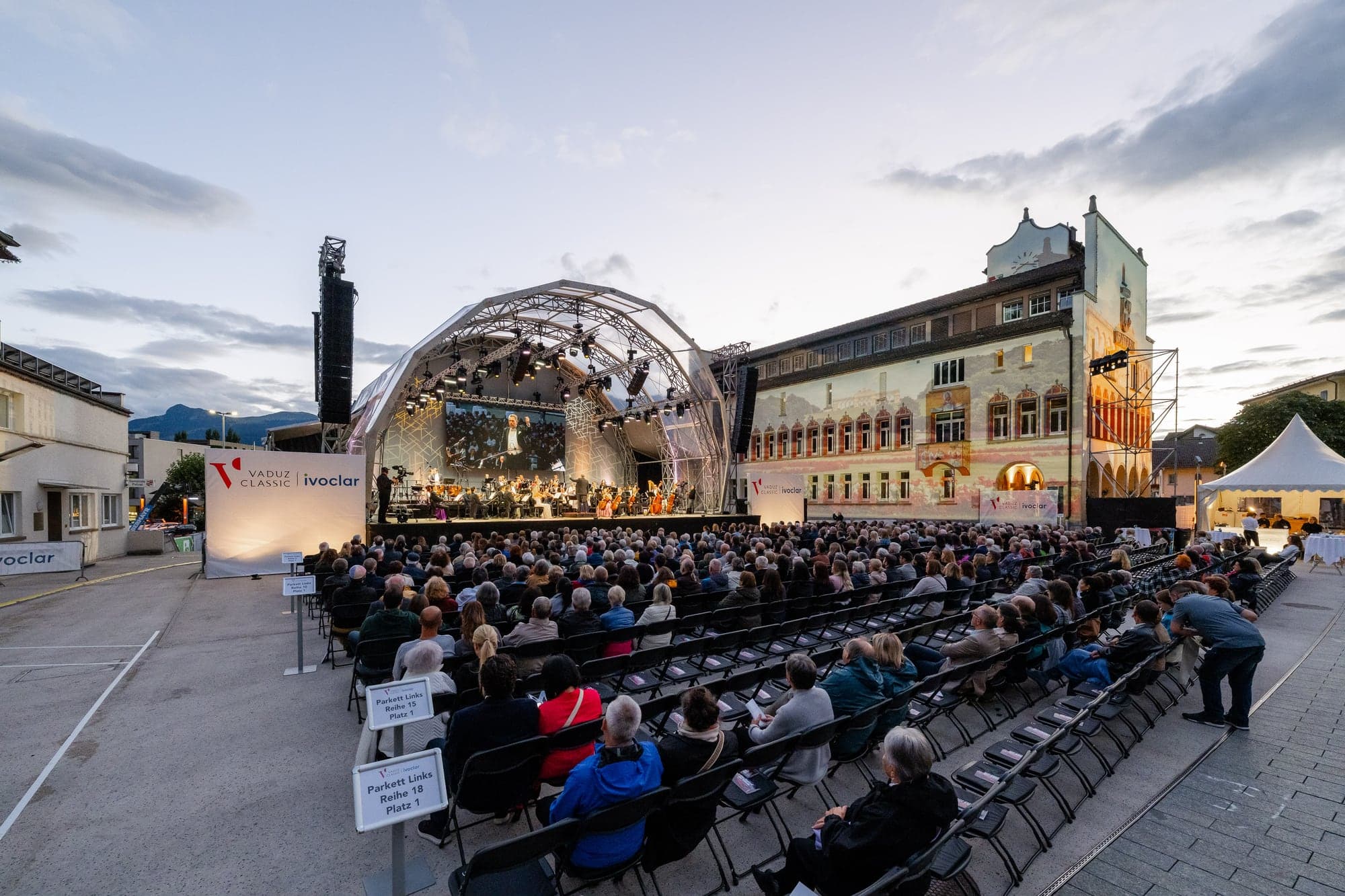 The festival stage on the square in Vaduz, 2025